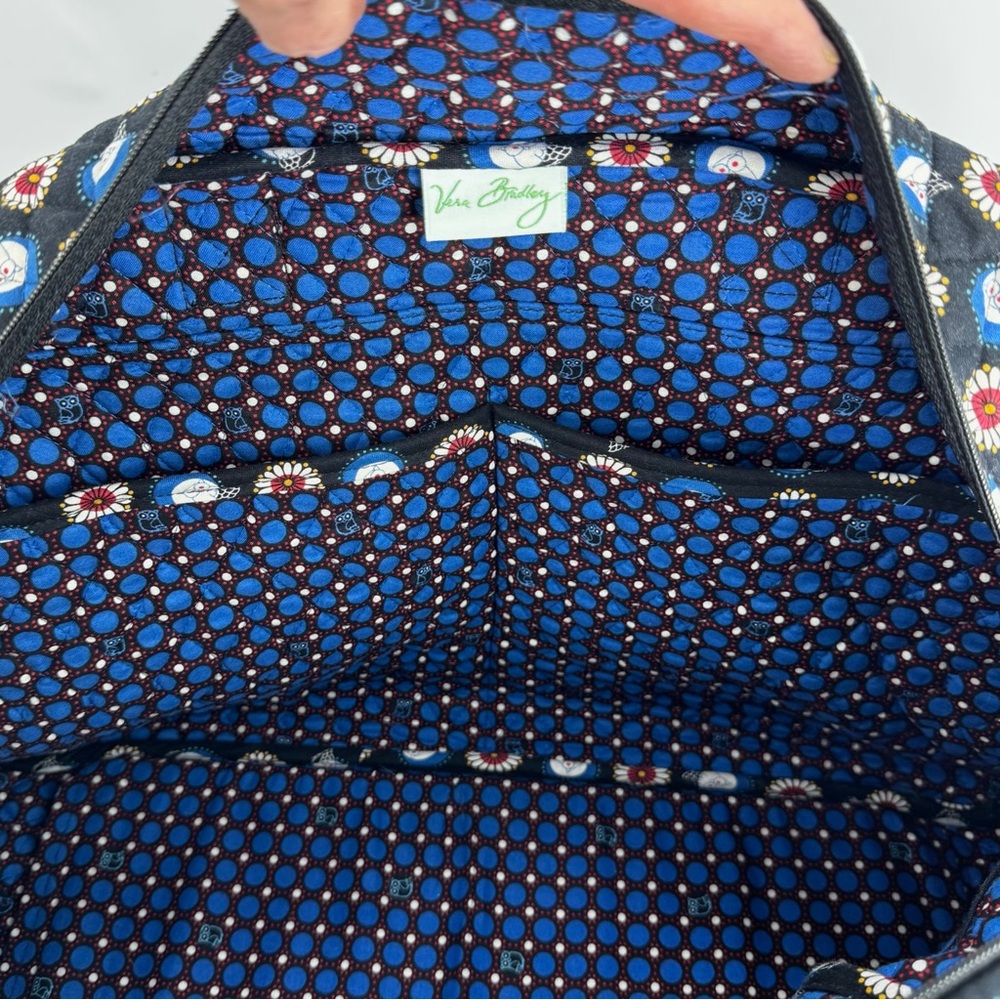 Vera Bradley Blue Night Owl Overnight Duffel Bag Xtra LG 20" x 12" Luggage Tote - Picture 8 of 12